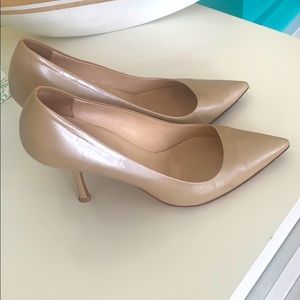 Prada iridescent nude leather pump